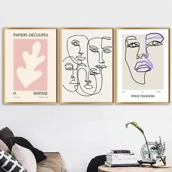 Kokkuvõte Põhjamaade Matisse Plakatid Ja Pildid Minimalistlik Nägu Line Drawing Canvas Maali Seina Art Sidruni Taime Pilt Home Decor