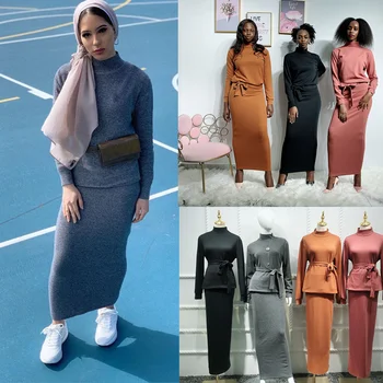 Koo Abaya Türgi Moslemi Hijab Kleit Tops Seelikud Set Kauhtana Marocain Seal Kaftan Dubai Islam Riided Naistele Vetment Femme Hijab