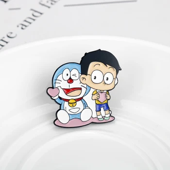Koomiks Anime Doraemon Emailiga Sõrmed Nobita Nobi Metallist Emailiga Prossid ja Rinnamikrofon Nööpnõelad Pin-Seljakott Pääsme Krae Ehted Kingitus