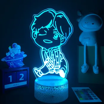 Korea Iidol Rühma Bangtan Poisid 3D LED Lamp Jimin Jung Jin Kook Joonis ARMEE Kingitused Kpop Star Top Rühma Öö Lambi Home Decor