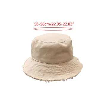 Korea Naised Päikesekaitsetoodete Puuvill Kopp Müts Vintage Õnnetud Kulunud Tutid Lai Nokk Värviga Packable Kalamees Kork