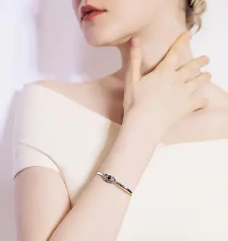 Korea Rose Gold 100 Keeltes ma Armastan Sind Projektsioon Käevõru Käevõrud Romantiline Armastus, Pulmad Käevõru Naistele Meeste Ehted 123461