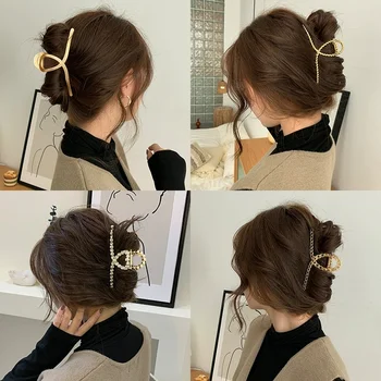 Korea Stiilis Tüdruk Metalli Sulam Tagasi Pea Saagi Clip Mood Retro Headdress