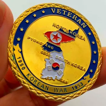 Korea Sõda (1950-1953)38. Paralleel Suveniiride Au Meie Tõelised Kangelased Igavesti kullatud Münt Veteran mälestusmünte 139352