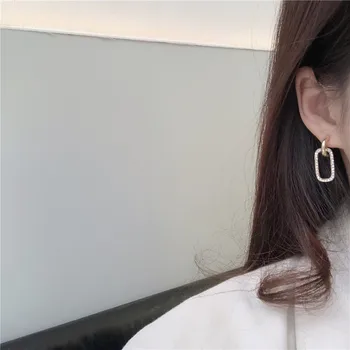 Korea Tüdruk Kõrvarõngad 2021 Mood Uued Kõrvarõngad Temperament Lihtne Crystal Geomeetriline Square Kõrge Mõttes Super Haldjas Tüdruk Kõrvarõngad