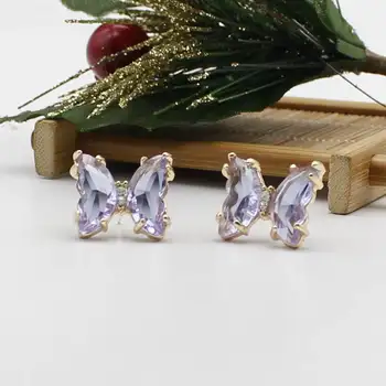 Korea elegantne armas candy värvi crystal liblika kõrvarõngad daamid läbipaistev klaas läikiv crystal liblika kõrvarõngad ehted kingitus