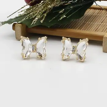Korea elegantne armas candy värvi crystal liblika kõrvarõngad daamid läbipaistev klaas läikiv crystal liblika kõrvarõngad ehted kingitus