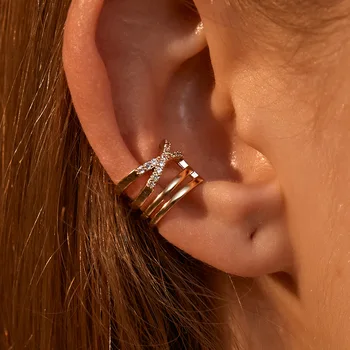 Kristall Kõrvarõngad Multi-kiht Risti Kõrva Klipp Kõrvarõngad Naistele Earing Ehted Ilma Auku Earings Võltsitud Kõrvarõngas Ühe Kõrva Klambrid