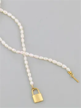 Kshmir Uus retro lihtsus kerge luksuslik kõrge - klassi pärl kaelakee T luku ripats pearl clavicle kaelakee naiste 2021
