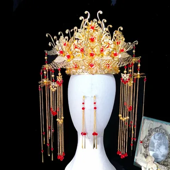 Kuld Pruudi Peapael Crown Ehted Rockhopper Headdress Kostüüm Komplekt Pulm Crown Tarvikud, Uus Taastada Vana Võimalusi, Headdress