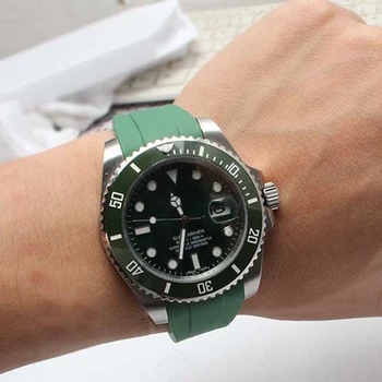 Kummist Watchbands Jaoks Rolex Daytona Submariner Oysterflex GMT Explorer Rihm Watch Tarvikud Silikoonist Meeste Käevõru Watch Kett