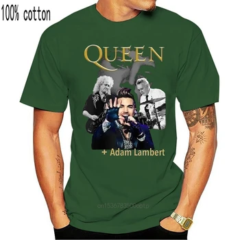 Kuninganna Ja Adam Lambert Rhapsody kontserttuuri 2020 T-Särk Meeste ja Naiste Mustad Mehed Lahti Suurus Top Tops TEE Särk