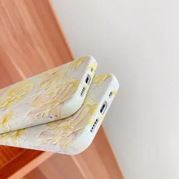 Kunst Abstraktne õlimaal Lilled Telefon Case For iPhone 12 11 Pro Max X Xs Max Xr 7 8 Puls SE 2020 Juhtudel on Pehmest Silikoonist Kate