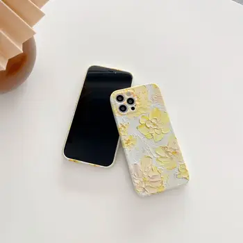 Kunst Abstraktne õlimaal Lilled Telefon Case For iPhone 12 11 Pro Max X Xs Max Xr 7 8 Puls SE 2020 Juhtudel on Pehmest Silikoonist Kate
