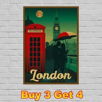 Kuulus Maailma Reisi-London Plakat Pariisi Maastiku Maali Seina Art Vintage Plakatid ja Prindib Pildi elamiseks Decor 42X30cm