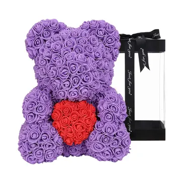 Kuum 40cm Kunstlik Roos Südame Teddy Bear Käsitöö Karu Roosid Naistele sõbrapäeva emadepäeva Pulm Kingitus Bithday