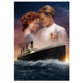 Kuum 5D DIY Kunsti Titanic Plakat Tikitud Joonis Rhinestone Pilti Mosaiik Käsitöö Diamond Maali Kodu Kaunistamiseks FC618
