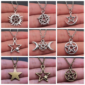 Kuum Mood Vintage Pentagramm Star Avaldus Ripats Kaelakee Naiste Ehted 121346