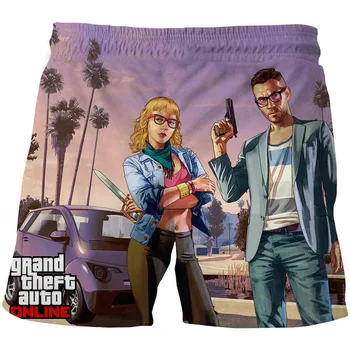 Kuum mood Meeste riided 2021 Meeste Vabaaja 3D Trükitud GTA 5 mängu Beach lühikesed Püksid must Pardal Püksid Kiire Kuiv lühikesed Püksid Naljakas Ujumistrikoo