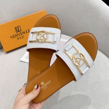 Kuum vabastamist prantsuse V VL suvel uued sussid naiste kingad, pehme nahk top luksus standard tootmine trahvi pakend