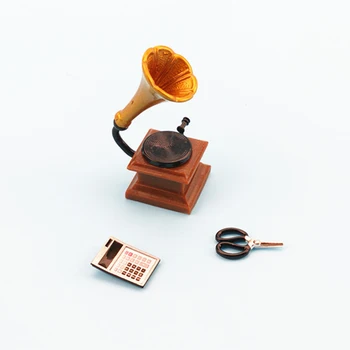 Kuum！Armas Mini Mööbel Kaunistused Phonograph Käärid Kalkulaator Simulatsiooni Mänguasja Nukk Maja Ornament DIY Crafts Kujukeste Decora 70195