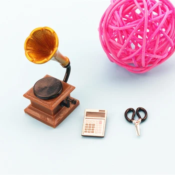 Kuum！Armas Mini Mööbel Kaunistused Phonograph Käärid Kalkulaator Simulatsiooni Mänguasja Nukk Maja Ornament DIY Crafts Kujukeste Decora