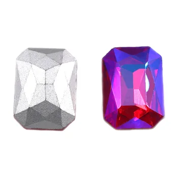 Kvaliteetne AB värv 10x14/13x18mm kristall klaas Kandiline Octagon kuju õmble kive DIY Nail Art