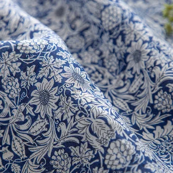 Kvaliteetsed uued looduslikud ramjee kangas Sinine ja valge digitaaltrükk õmblemine Seeliku vooder, kleit särk kott materjal