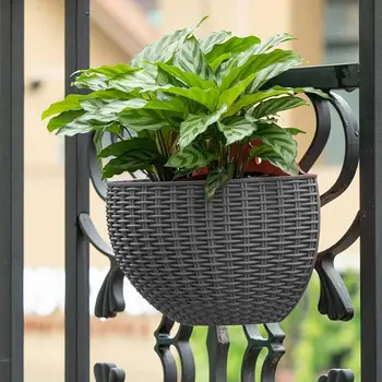 Käsi Peen Seinale paigaldatud Plastikust Korv Indoor Outdoor Ladustamine Lille Pott Taime Konteiner Kodu elutoa Kaunistamiseks