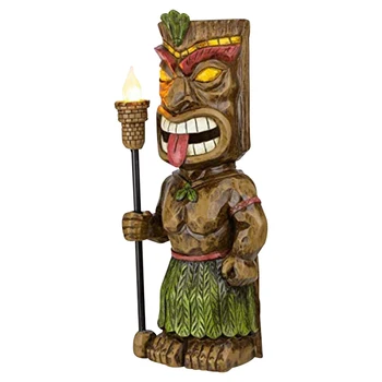 Käsitsi Maalitud Vaik Kuju Vana Maya Tiki Totem Holding Tõrvik Skulptuur Väljas Aed Figuriin Õue Kunsti Ornament 137880