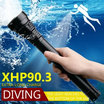 Kõige Võimsam XHP90.3 Sukeldumine Taskulamp, Võimas Scuba Diving Taskulambi Tuli ipx8-ga-Kõrgeim Veekindel Reiting Veealuse Jahi-Lamp