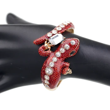 Kõik Seasons Naiste Mansett Käevõru Poole Antiik kullatud Loomade Emailiga Gecko Kuju Vintage Käevõru Käevõru Trendikas Ehteid
