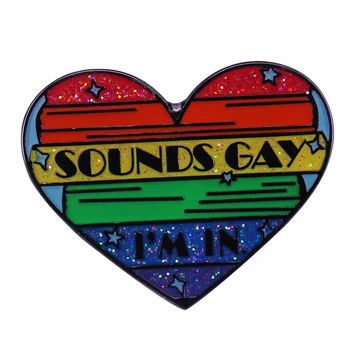 Kõlab Gay ma olen Emailiga Pin ilus vikerkaar Südame Sõle naljakas LGBT pride Pääsme bixsexual Ehted 1189