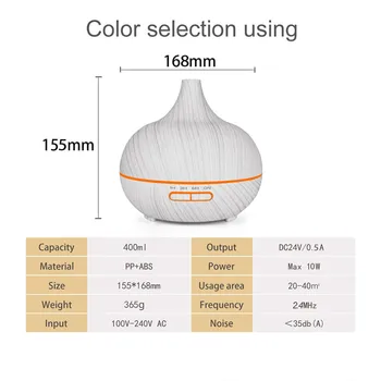 Kõrge Kvaliteediga 400ML Aroomiteraapia eeterlik Õli Hajuti 7 Värvi LED Muutmine Öö Lambi Ultraheli Õhu Niisutaja Udu Tegija