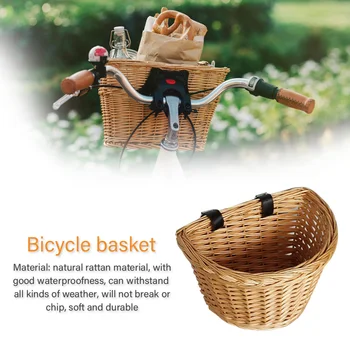 Kõrge Kvaliteediga Rotangist Jalgratta Korv Ees Pannier Kott Praktiline Multi-Funktsionaalne Jalgratas, Roller Lenkstangi Ladustamise Mahuti