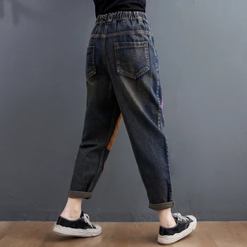 Kõrge Vöökoht Naiste Lilleline Teksad Haaremi Püksid Vabaaja Femme Denim Pant Daamid Pantalones Mujer Uus Mood Naine Püksid 2021