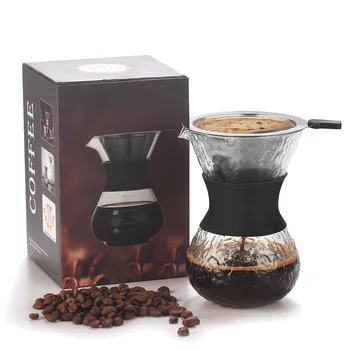 Kõrge boorsilikaatklaasist Espresso kohv tee pot kohvimasin Roostevabast Terasest Filter vala kohvi dripper barista vahendid