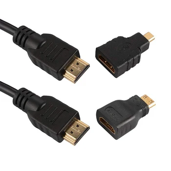 Kõrge kvaliteediga Mini HDMI-ühilduv adapter, Mikro-HDMI-liidesesse 1,5 meetrit 4K HD kaabel sobib PS3 HD-DVD XBOX PC Pro