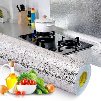 Köök Õli Tõend Seina Kleebis Alumiinium Foolium Isekleepuv Tapeet Köök Film Nõud ja Pliit Vahendid Köök Kaunistamine