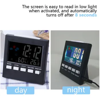LCD Digitaalne Termomeeter ilmajaamas Kell &Alarm, Kell, Kalender Tuba Kodus Hygrometer Termometer Temperatuuri-Niiskuse Mõõtja