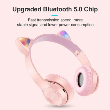 LED Kass Kõrva Müra Tühistamises Kõrvaklapid Bluetooth-ühilduva 5.0 Noored Lapsed, Peakomplekti Toetada SD-Kaardi 3,5 mm Pistik Koos Mic