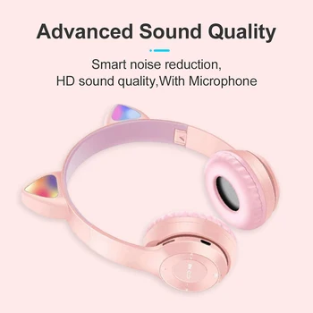LED Kass Kõrva Müra Tühistamises Kõrvaklapid Bluetooth-ühilduva 5.0 Noored Lapsed, Peakomplekti Toetada SD-Kaardi 3,5 mm Pistik Koos Mic