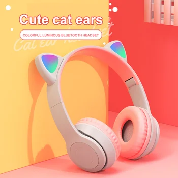 LED Light Kass Kõrva Kõrvaklapid ja Juhtmeta Bluetooth-5.0 Peakomplekt Kaasaskantav Kokkupandav Lapsed Kõrvaklapid Koos Mikrofoniga, Parim Kingitus