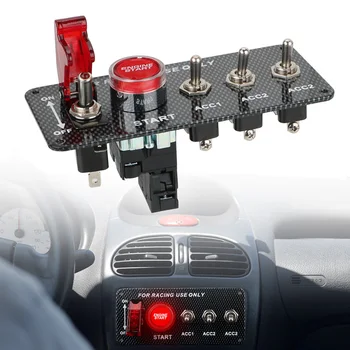 LED-Lüliti Lülitab Võidusõidu Auto Mootori käivitamine nupust Carbon Fiber Auto tarvikud 12V LED süüteluku Paneel 185855