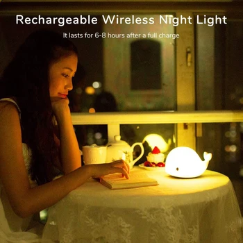 LED Night Light Lamp 6 Värvi Vaal Silikoon Touch Sensor Lapsed Magamistuba USB Rechargeab voodi kõrval Laua Lamp Beebi Magab Tuled
