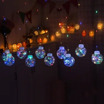 LED Palli String Tuled Läbipaistva Hely, kes Soovivad Palli Akna Kardin Valguse Xmas Navidad puhkemaja Tuba Decor Öö Valguses 156849