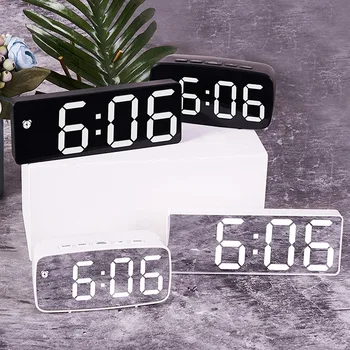 LED Peegel Digital MINI Äratuskell Snooze Tabel Kell Ärkate Üles, Mute Kalender Juhitava Elektroonilise Desktop kellad Kodu Kaunistamiseks