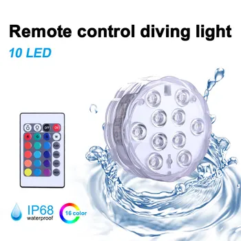 LED Remote Control Sukeldumine Kerge Akvaariumi Lamp RGB Värviline Bassein Kerge Veekindel Nupp Lambi Aku Jõul