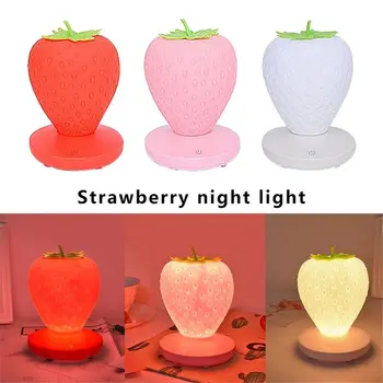 LED Strawberry Night Light Touch Juhitava Silikoon Nightlight USB Öö Lamp Baby Lapsed, Lapsed Kingitus Magamistuba Teenetemärgi 175448