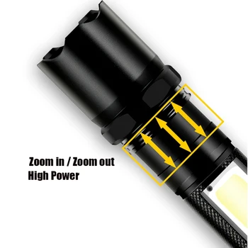 LED Taskulamp Elektrilised Tõrvik USB Laadida Väljas Valgust Telkimine Ultra Bright Veekindel Zoom COD Pool Kaasaskantav Flash Lamp SD018